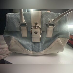 Coach Blue and Cream Tote Bag